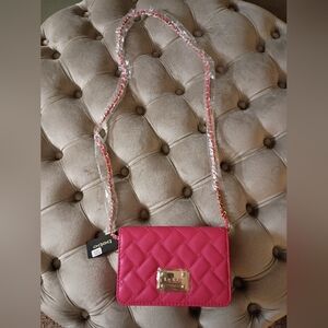 BEBE, Crossbody Chain Quilted Purse, Pink, Zipper Interior, NWT
